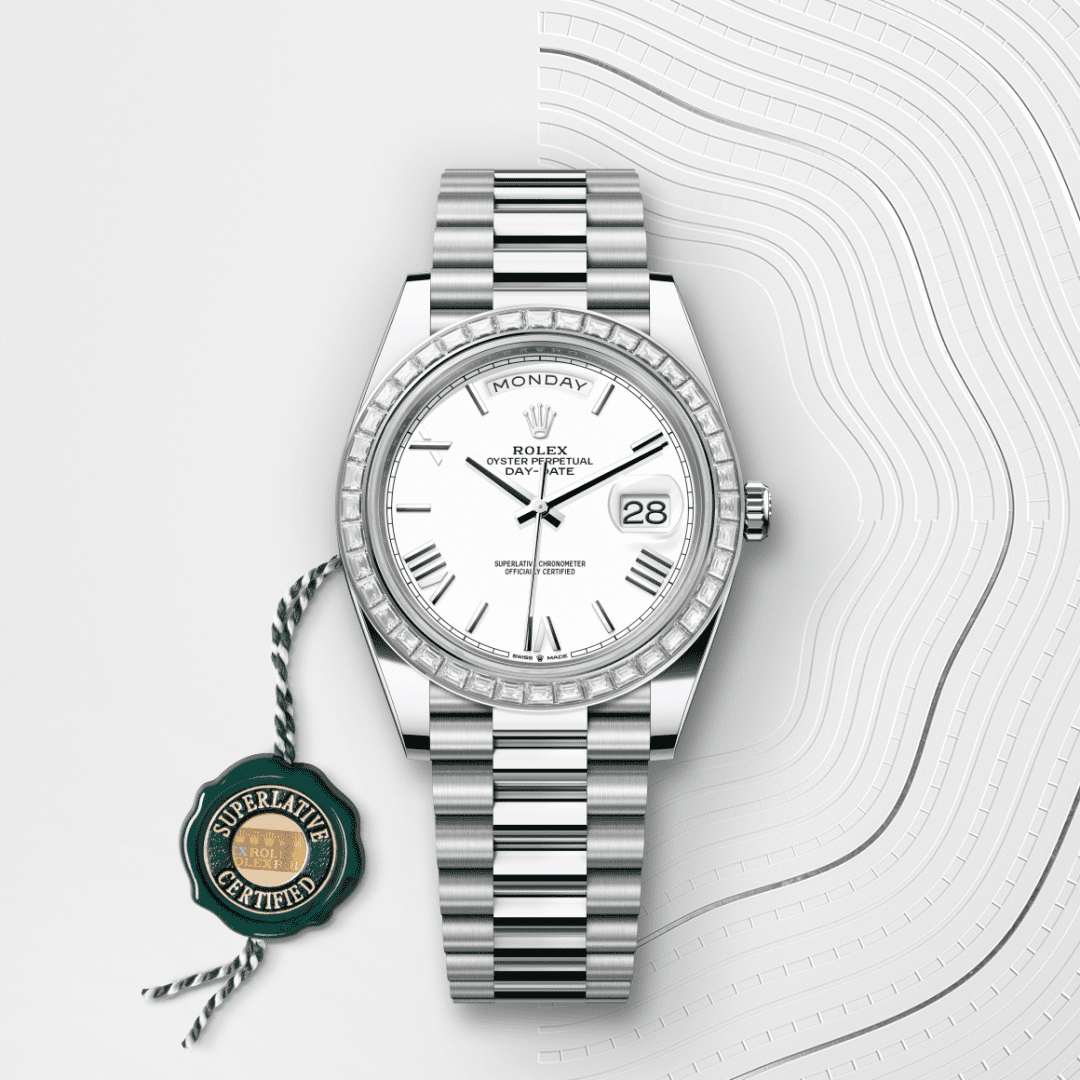 Rolex Day-Date 40 Oyster, 40 mm, platin ve pırlanta M228396TBR-0018