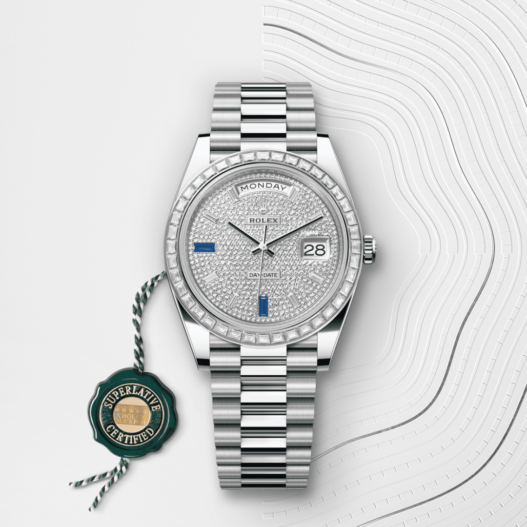 Rolex Day-Date 40 Oyster, 40 mm, platin ve pırlanta M228396TBR-0021