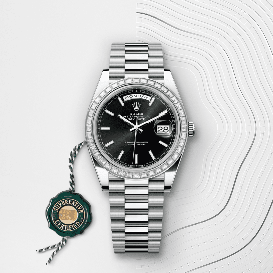 Rolex Day-Date 40 Oyster, 40 mm, platin ve pırlanta M228396TBR-0024