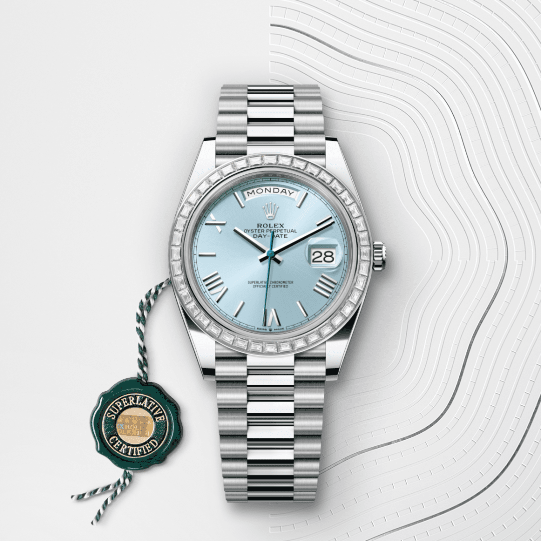 Rolex Day-Date 40 Oyster, 40 mm, platin ve pırlanta M228396TBR-0030
