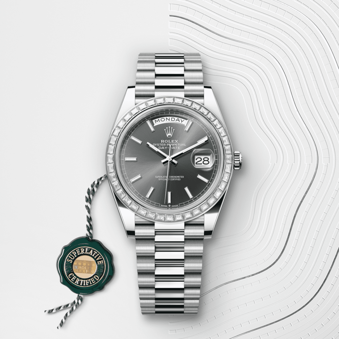 Rolex Day-Date 40 Oyster, 40 mm, platin ve pırlanta M228396TBR-0031