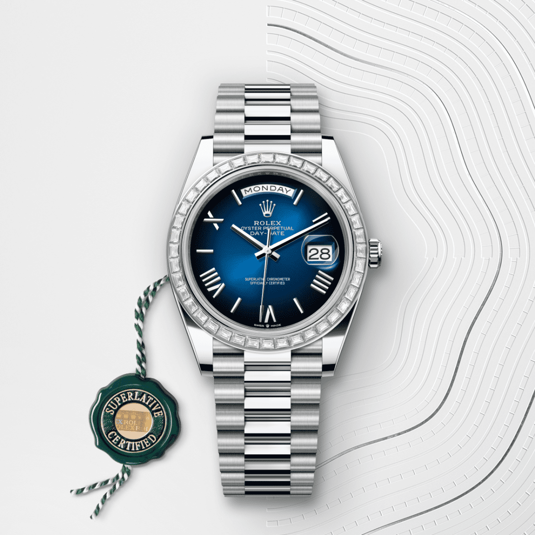 Rolex Day-Date 40 Oyster, 40 mm, platin ve pırlanta M228396TBR-0042
