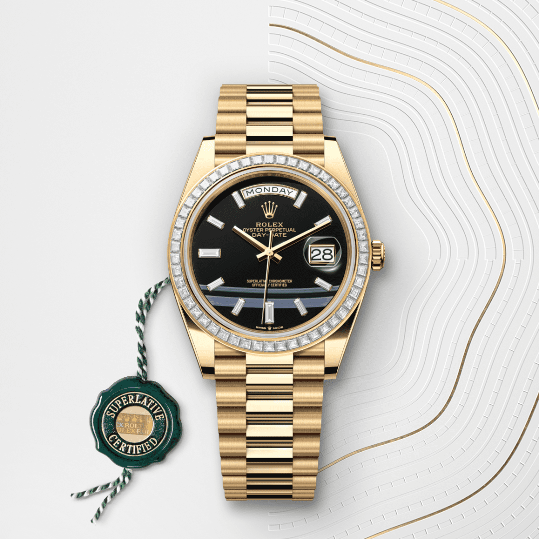 Rolex Day-Date 40 Oyster, 40 mm, sarı altın ve pırlanta M228398TBR-0038