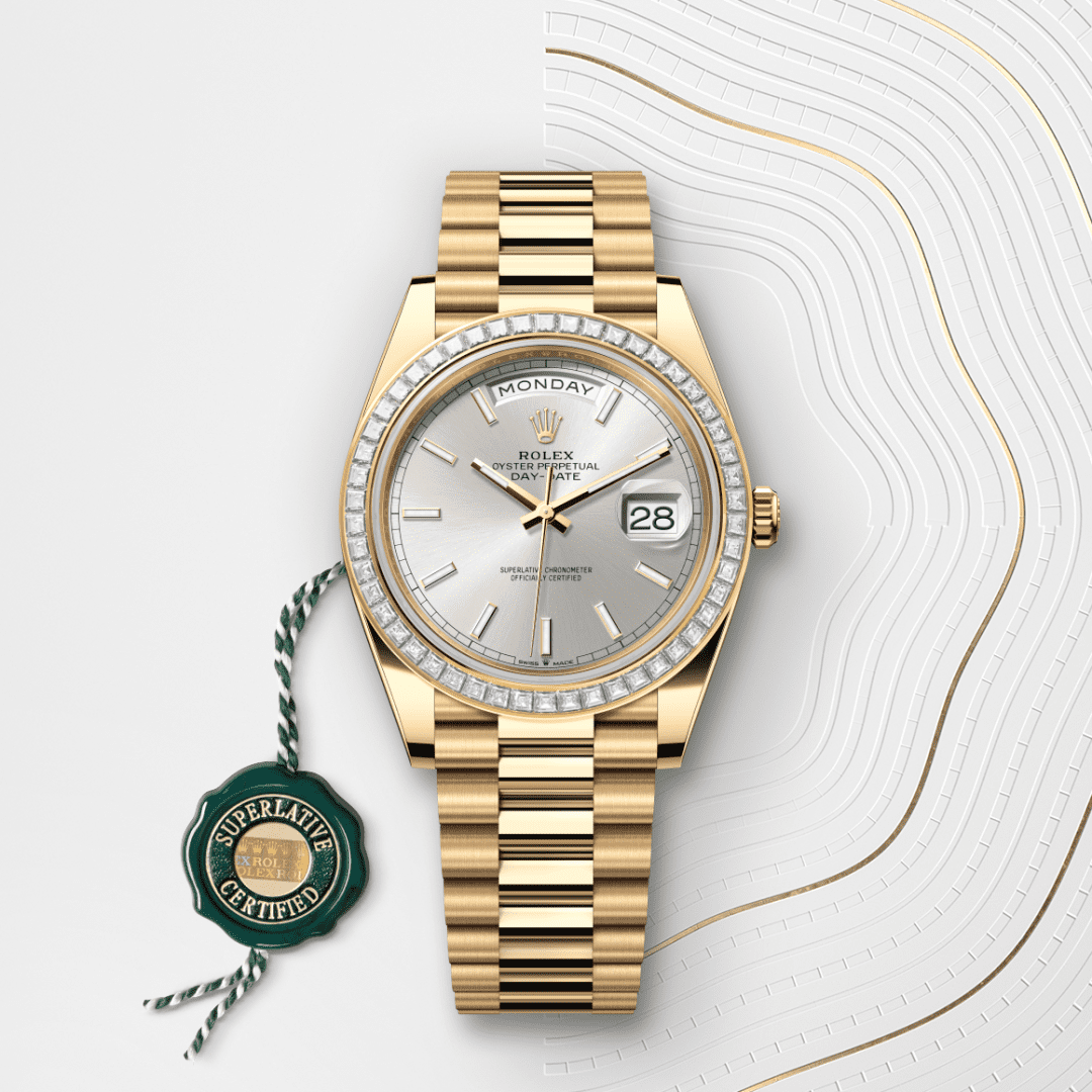 Rolex Day-Date 40 Oyster, 40 mm, sarı altın ve pırlanta M228398TBR-0040