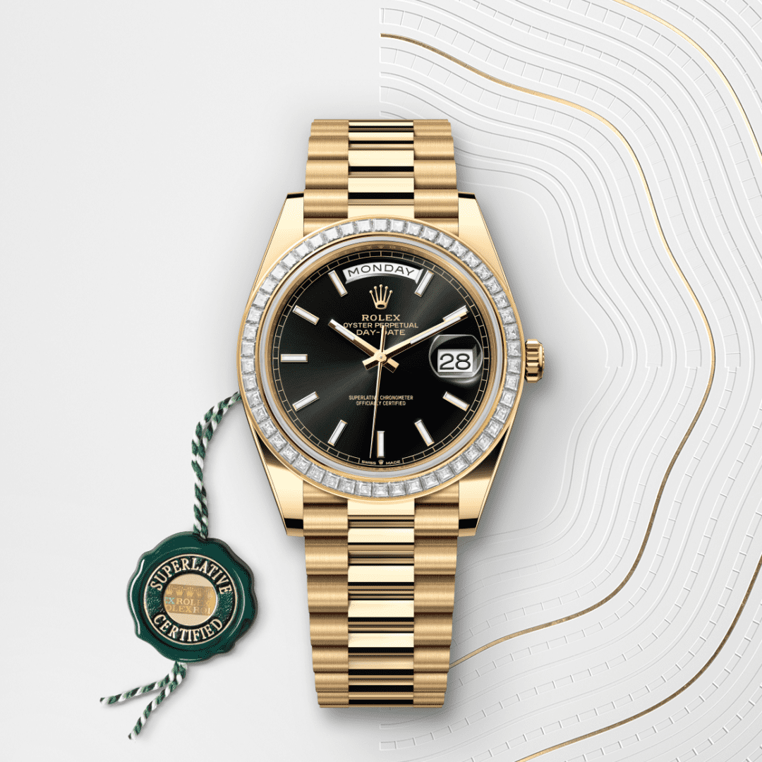 Rolex Day-Date 40 Oyster, 40 mm, sarı altın ve pırlanta M228398TBR-0041