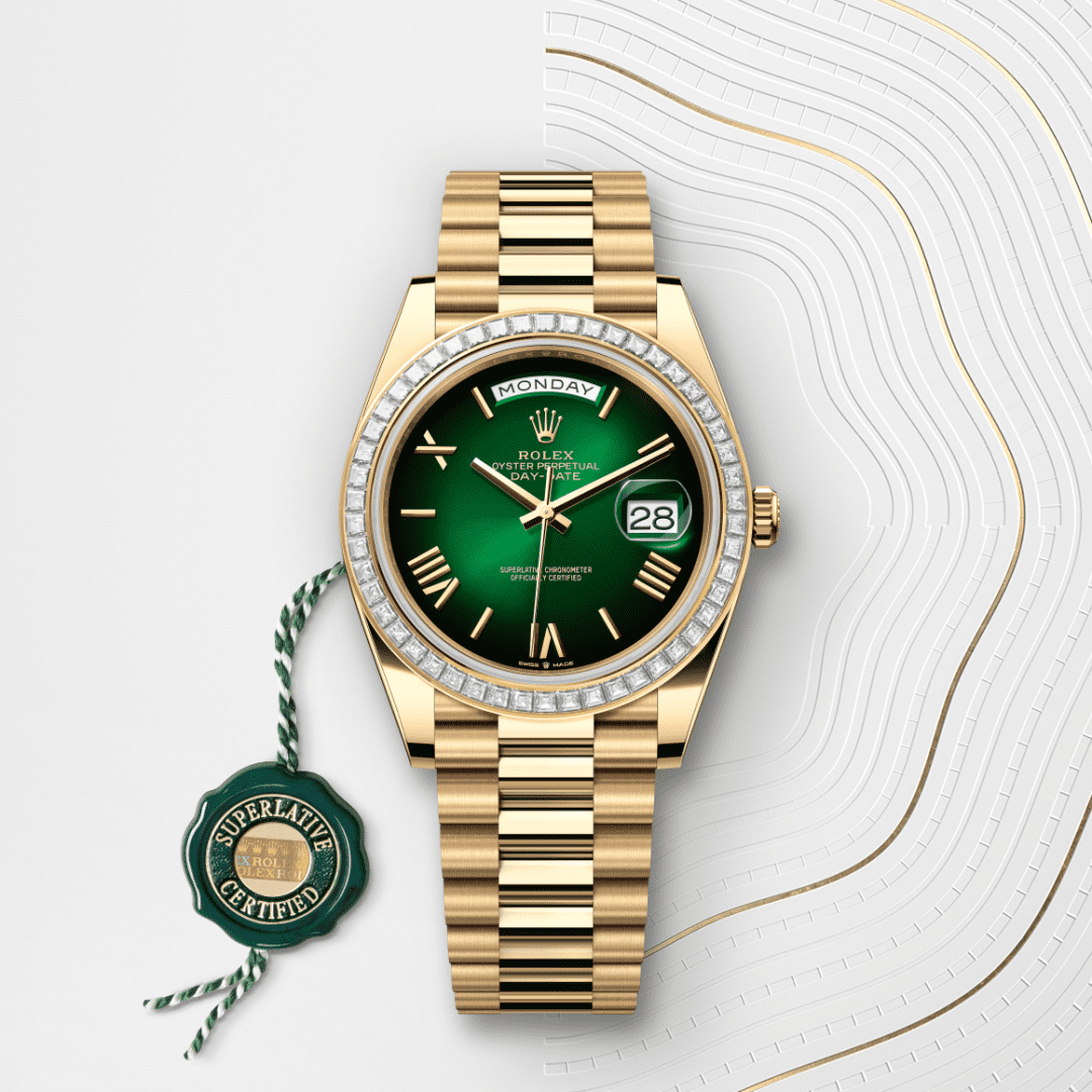 Rolex Day-Date 40 Oyster, 40 mm, sarı altın ve pırlanta M228398TBR-0042
