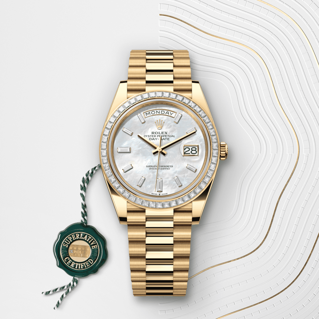Rolex Day-Date 40 Oyster, 40 mm, sarı altın ve pırlanta M228398TBR-0043