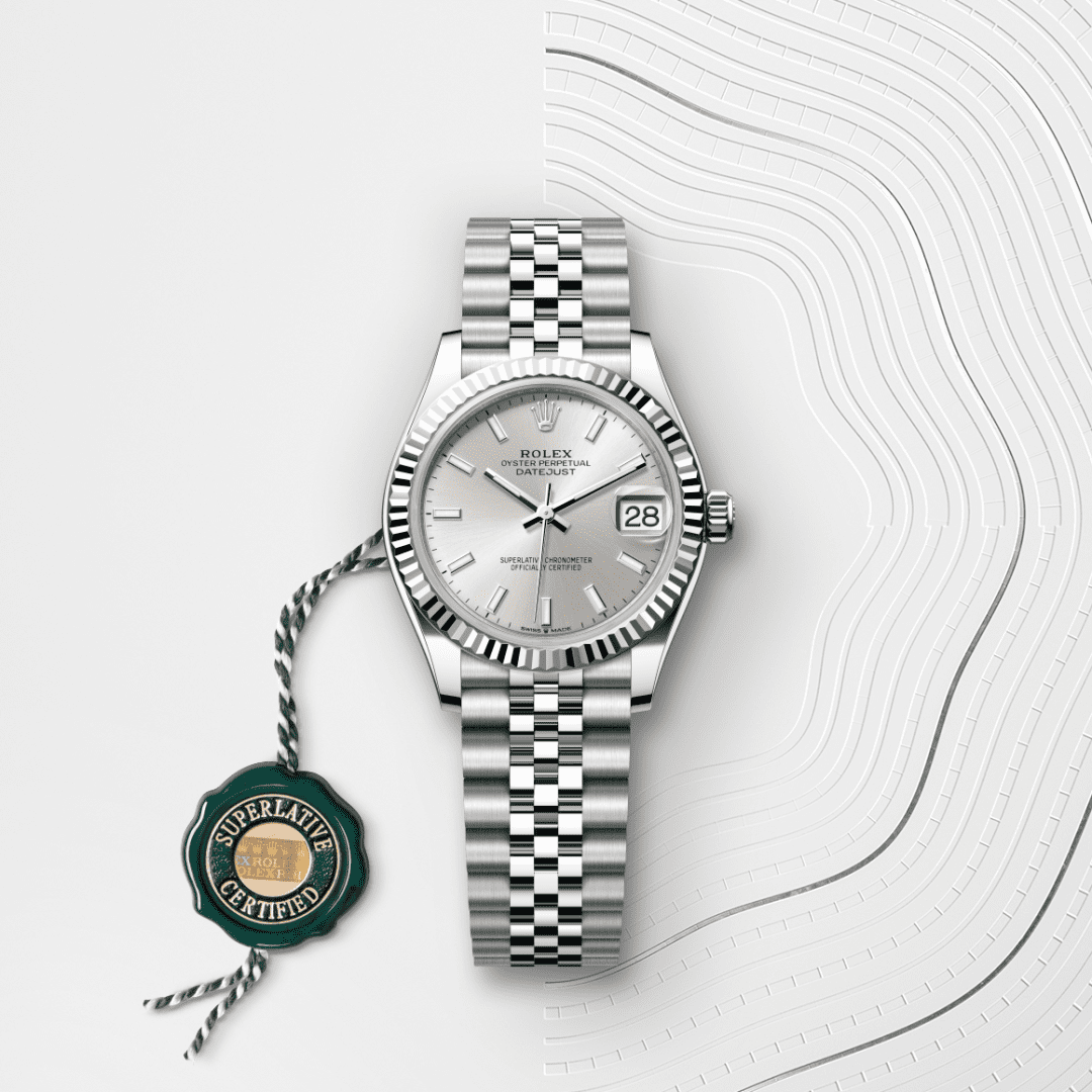Rolex Datejust 31 Oyster, 31 mm, Oystersteel çelik ve beyaz altın M278274-0012