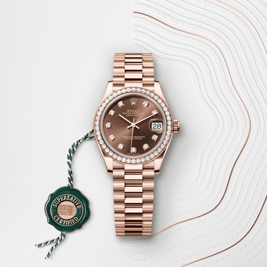 Rolex Datejust 31 Oyster, 31 mm, Everose altın ve pırlanta M278285RBR-0006