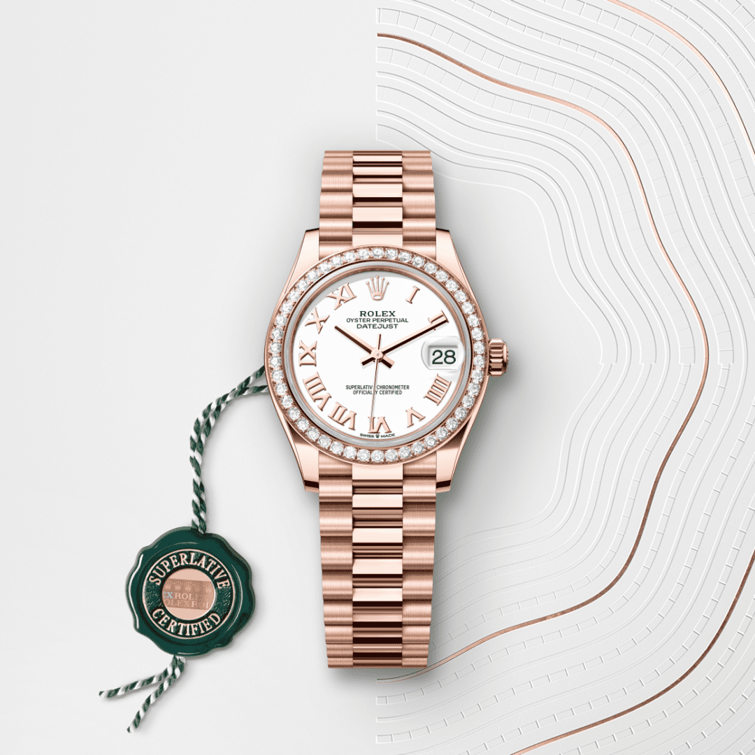 Rolex Datejust 31 Oyster, 31 mm, Everose altın ve pırlanta M278285RBR-0008