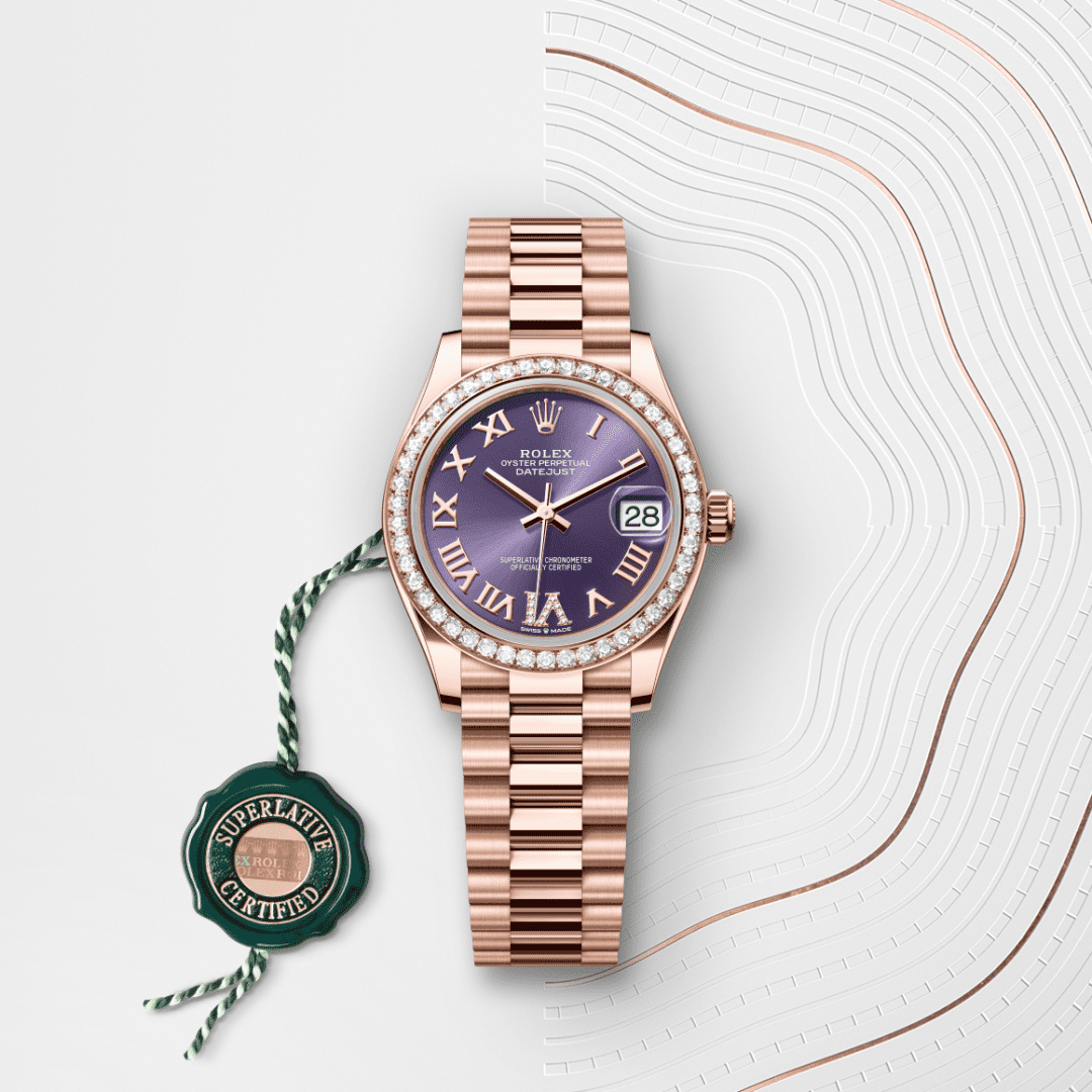 Rolex Datejust 31 Oyster, 31 mm, Everose altın ve pırlanta M278285RBR-0023