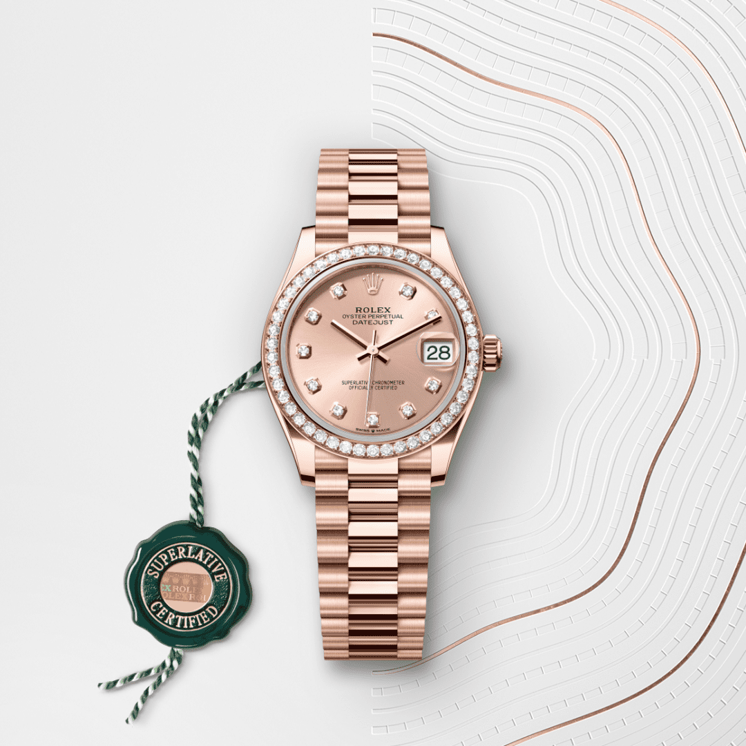 Rolex Datejust 31 Oyster, 31 mm, Everose altın ve pırlanta M278285RBR-0025