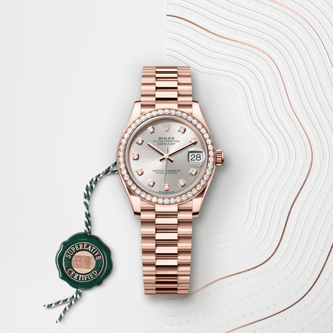 Rolex Datejust 31 Oyster, 31 mm, Everose altın ve pırlanta M278285RBR-0030