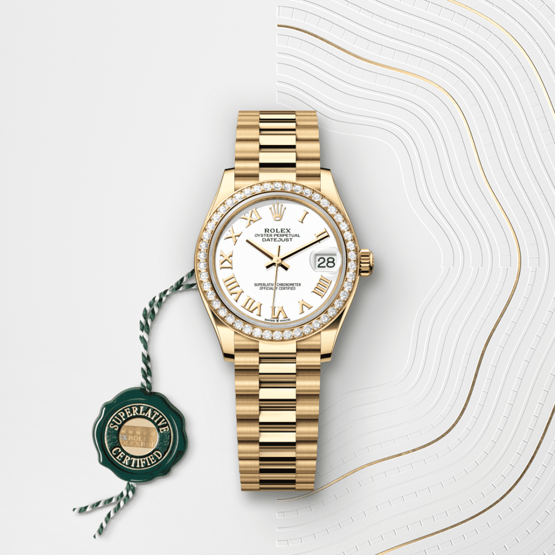 Rolex Datejust 31 Oyster, 31 mm, sarı altın ve pırlanta M278288RBR-0009