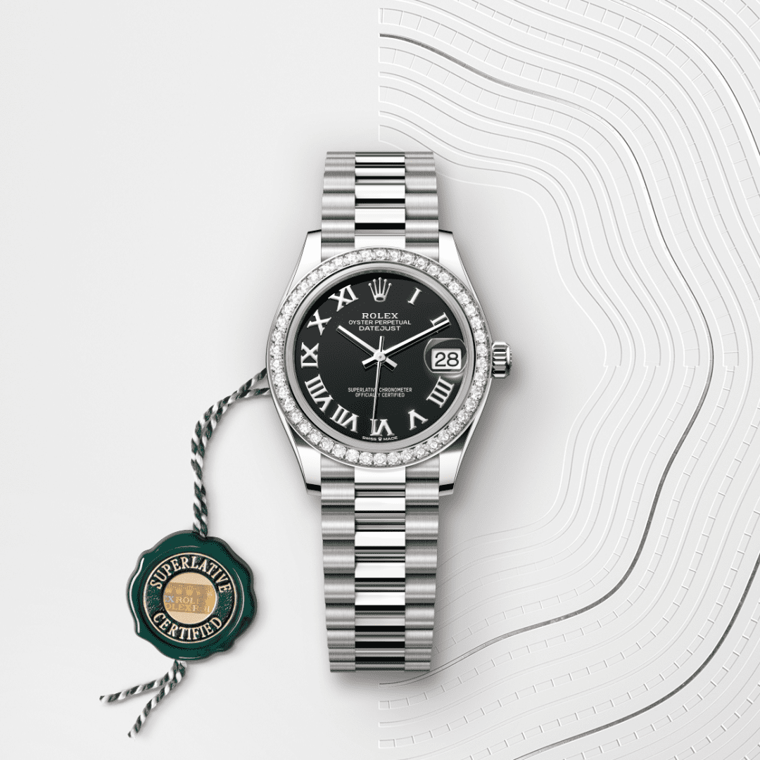 Rolex Datejust 31 Oyster, 31 mm, beyaz altın ve pırlanta M278289RBR-0011