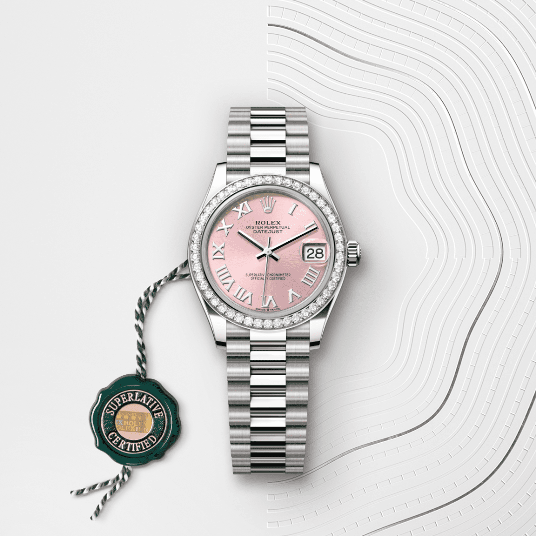 Rolex Datejust 31 Oyster, 31 mm, beyaz altın ve pırlanta M278289RBR-0016