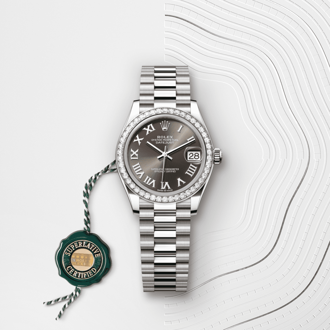 Rolex Datejust 31 Oyster, 31 mm, beyaz altın ve pırlanta M278289RBR-0017