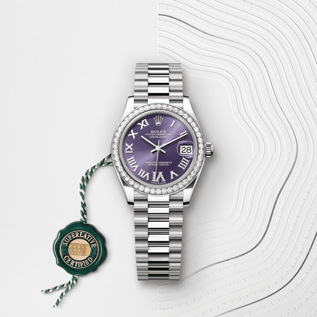 Rolex Datejust 31 Oyster, 31 mm, beyaz altın ve pırlanta M278289RBR-0019