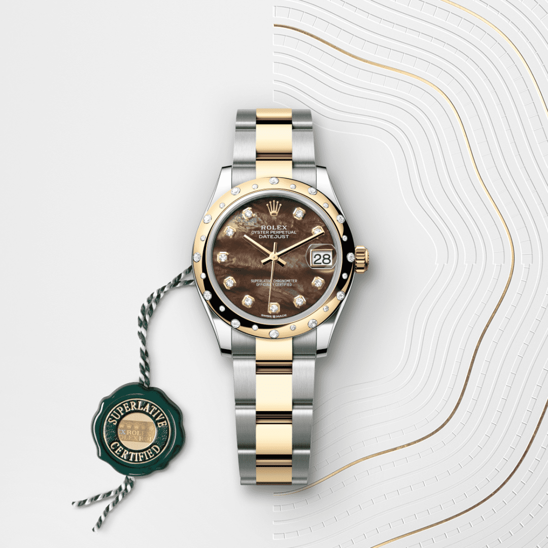 Rolex Datejust 31 Oyster, 31 mm, Oystersteel çelik, sarı altın ve pırlanta M278343RBR-0023