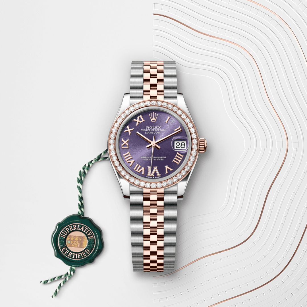 Rolex Datejust 31 Oyster, 31 mm, Oystersteel çelik, Everose altın ve pırlanta M278381RBR-0020
