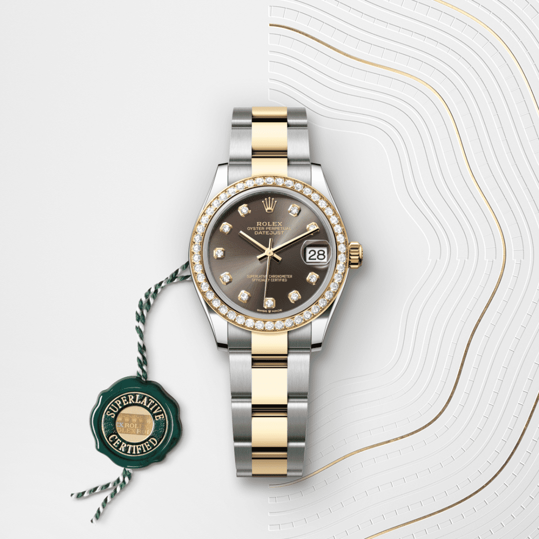 Rolex Datejust 31 Oyster, 31 mm, Oystersteel çelik, sarı altın ve pırlanta M278383RBR-0021