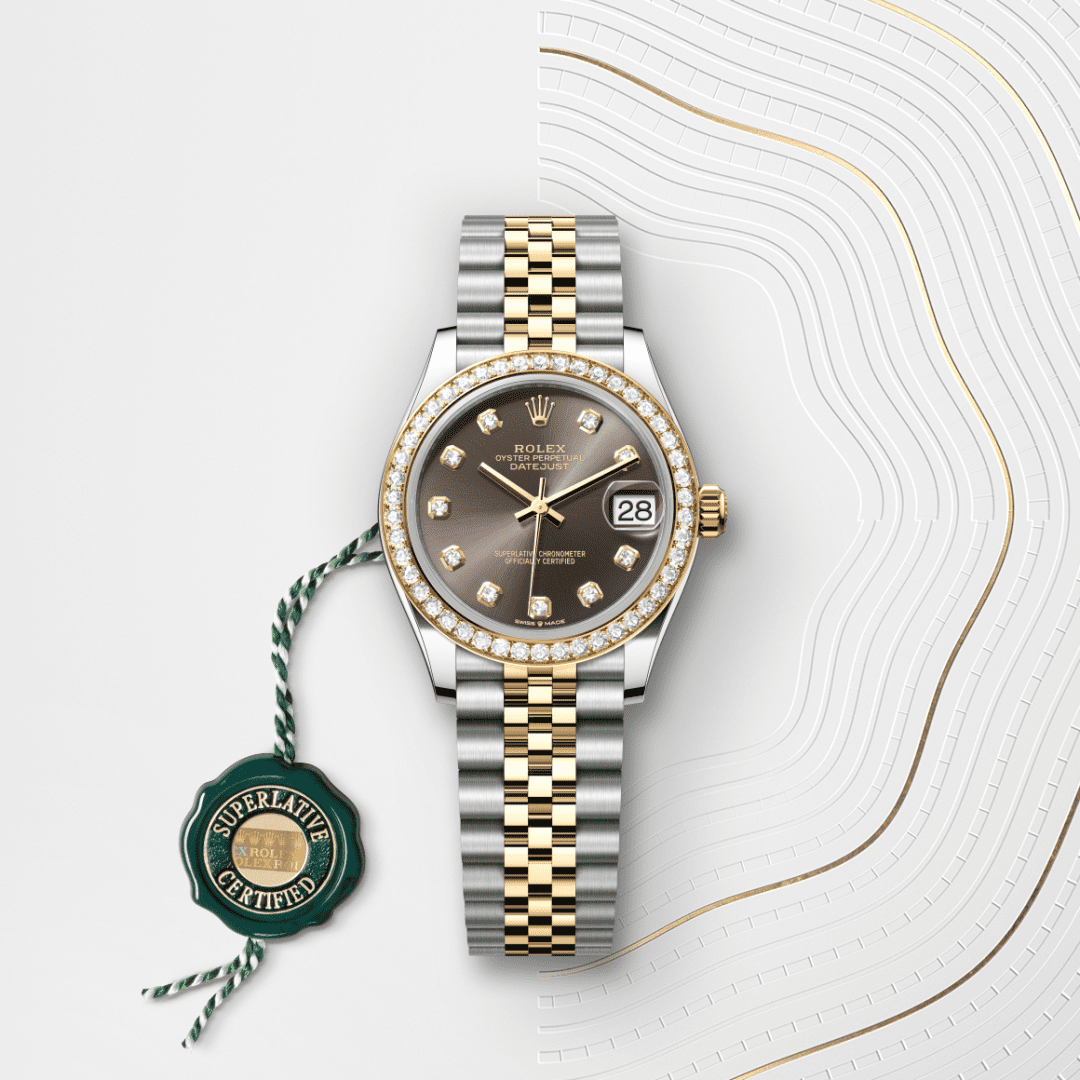 Rolex Datejust 31 Oyster, 31 mm, Oystersteel çelik, sarı altın ve pırlanta M278383RBR-0022