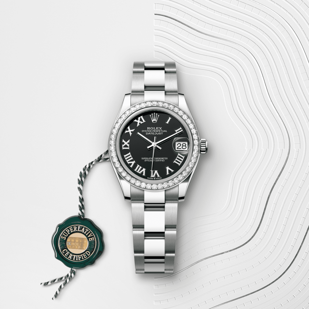 Rolex Datejust 31 Oyster, 31 mm, Oystersteel çelik, beyaz altın ve pırlanta M278384RBR-0001