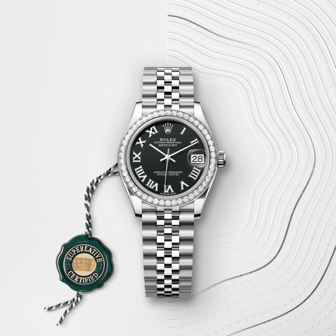 Rolex Datejust 31 Oyster, 31 mm, Oystersteel çelik, beyaz altın ve pırlanta M278384RBR-0002