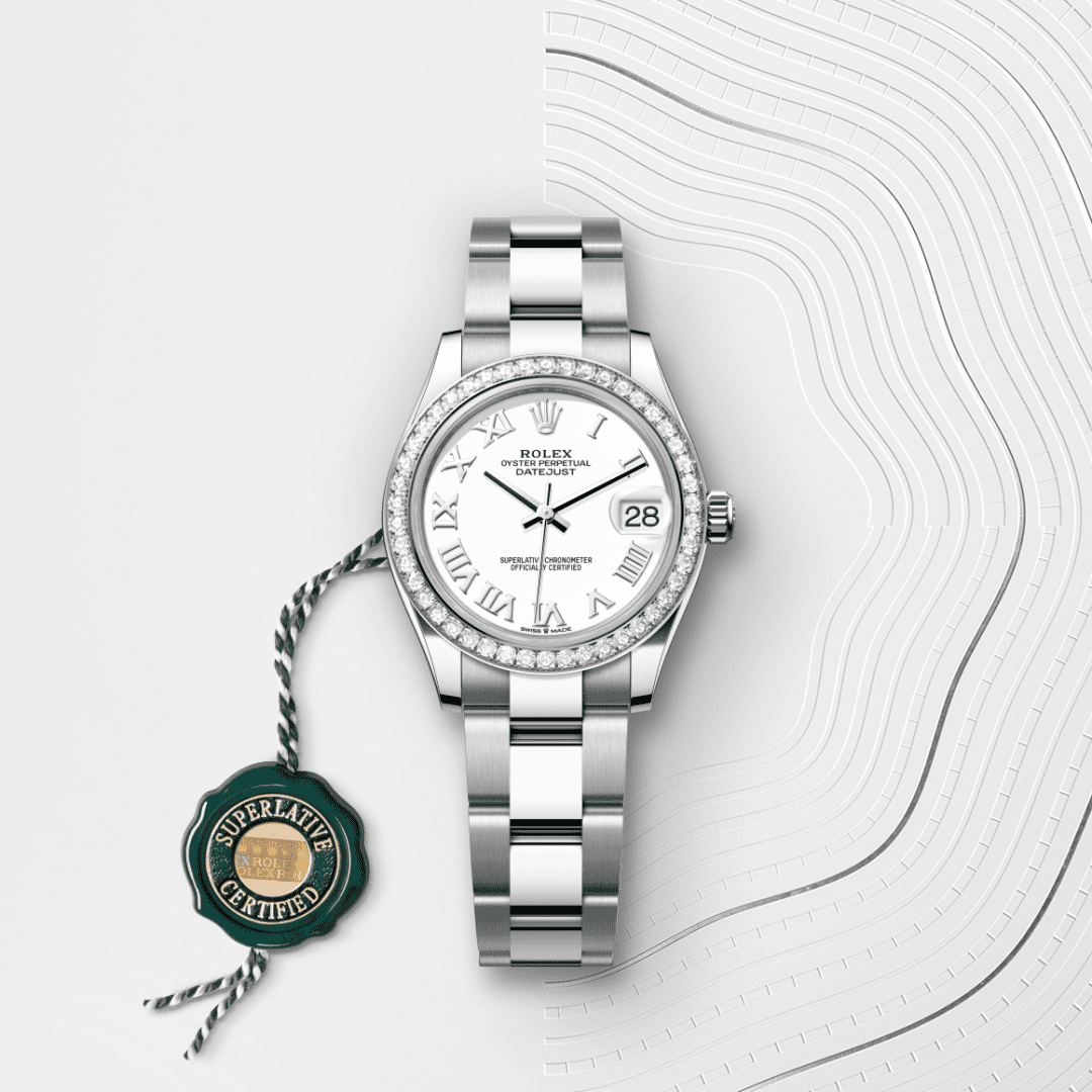 Rolex Datejust 31 Oyster, 31 mm, Oystersteel çelik, beyaz altın ve pırlanta M278384RBR-0013