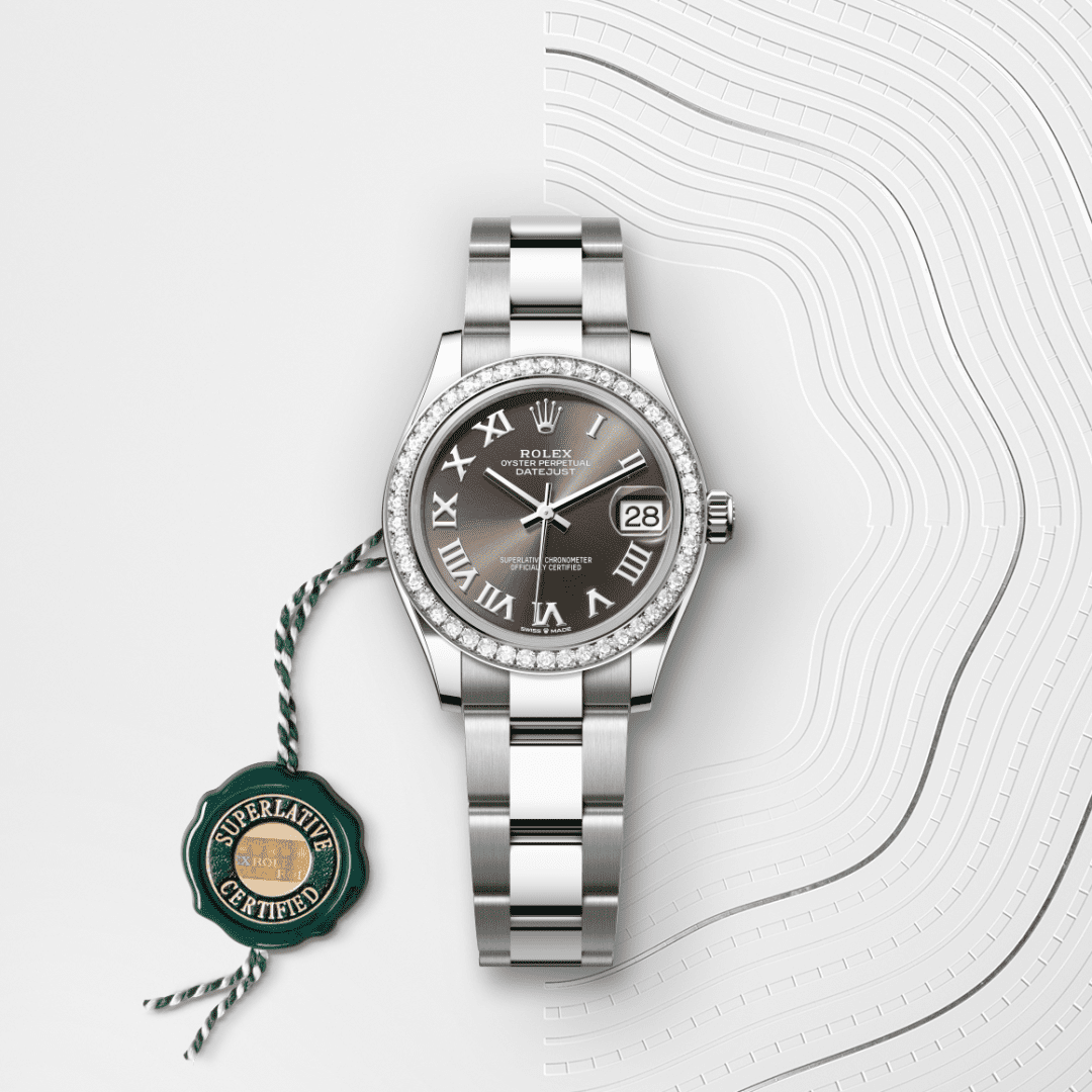 Rolex Datejust 31 Oyster, 31 mm, Oystersteel çelik, beyaz altın ve pırlanta M278384RBR-0025