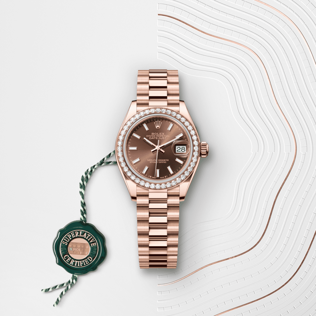 Rolex Lady-Datejust Oyster, 28 mm, Everose altın ve pırlanta M279135RBR-0005