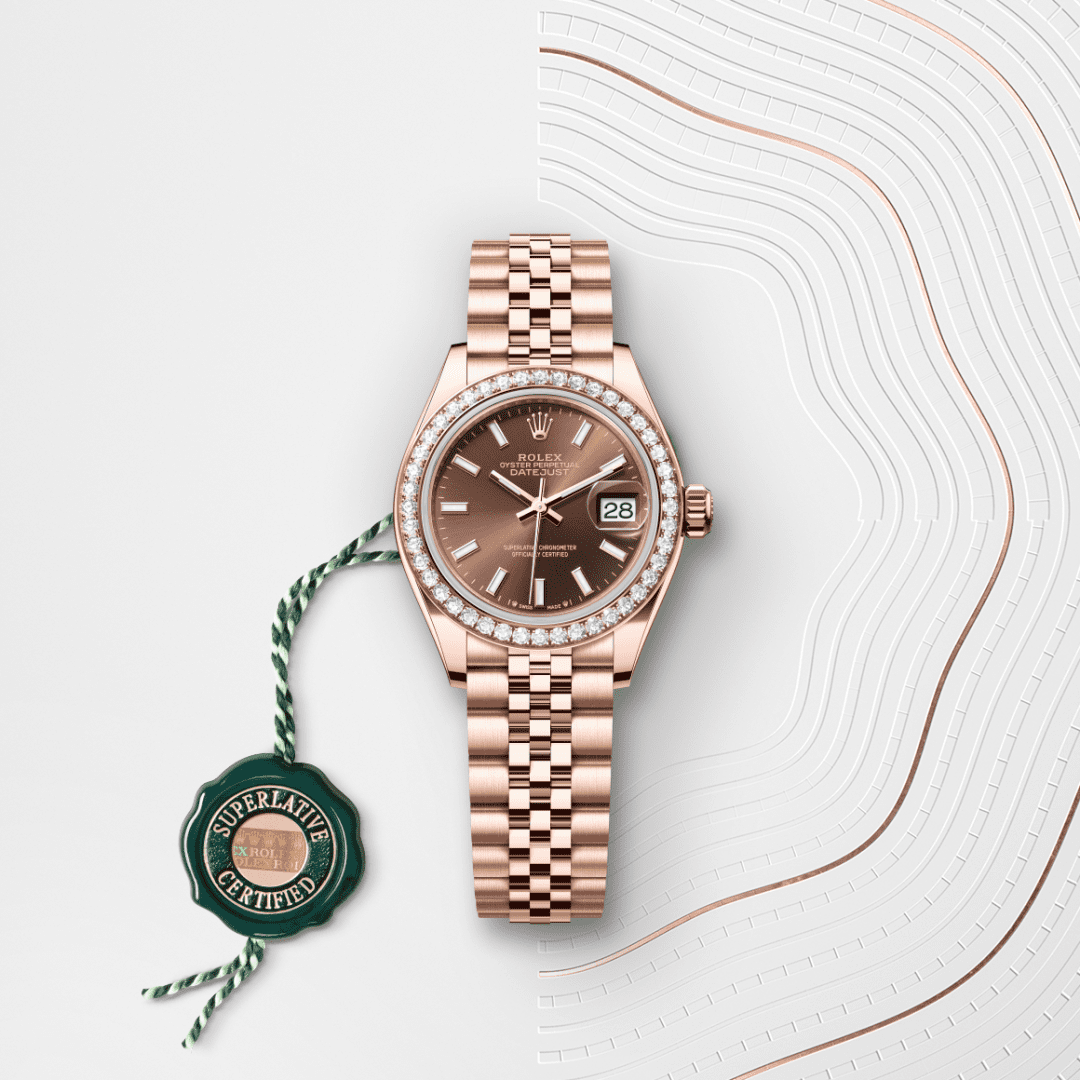 Rolex Lady-Datejust Oyster, 28 mm, Everose altın ve pırlanta M279135RBR-0008