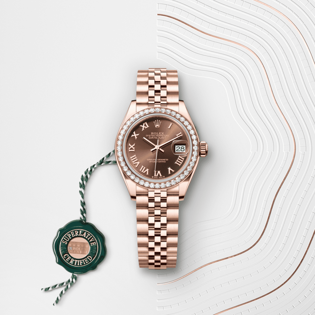 Rolex Lady-Datejust Oyster, 28 mm, Everose altın ve pırlanta M279135RBR-0012
