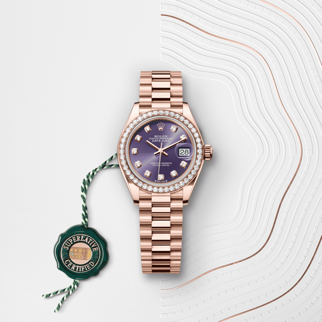 Rolex Lady-Datejust Oyster, 28 mm, Everose altın ve pırlanta M279135RBR-0020