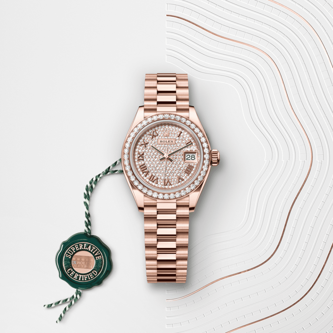 Rolex Lady-Datejust Oyster, 28 mm, Everose altın ve pırlanta M279135RBR-0021