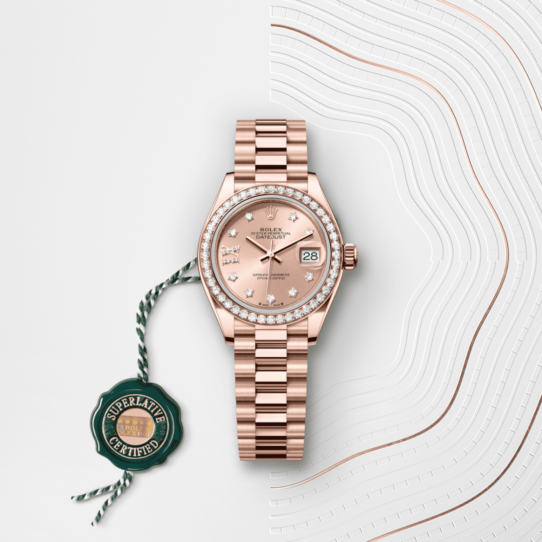 Rolex Lady-Datejust Oyster, 28 mm, Everose altın ve pırlanta M279135RBR-0029