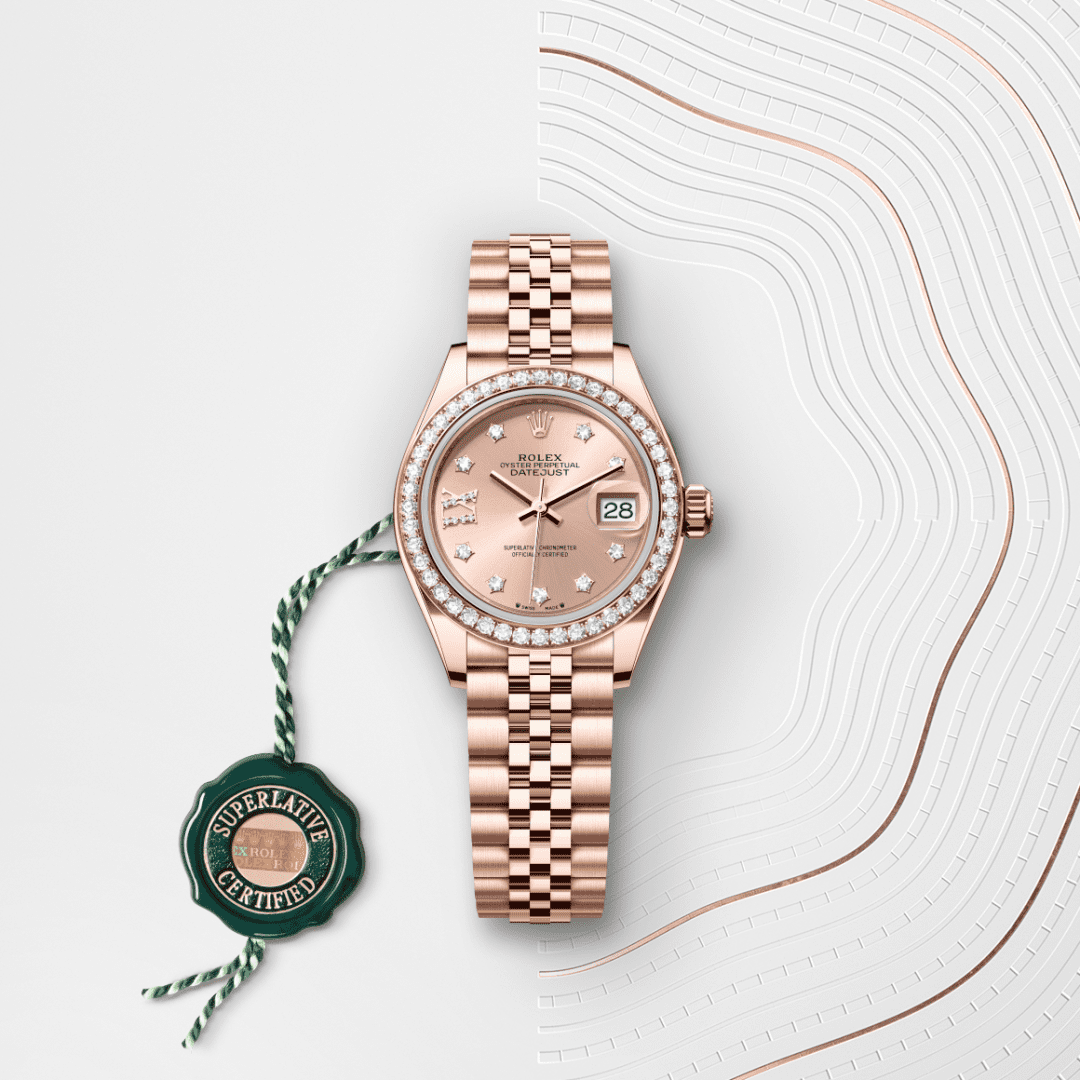 Rolex Lady-Datejust Oyster, 28 mm, Everose altın ve pırlanta M279135RBR-0030