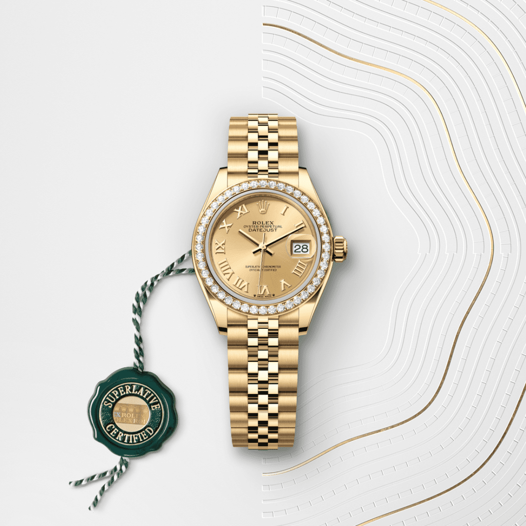 Rolex Lady-Datejust Oyster, 28 mm, sarı altın ve pırlanta M279138RBR-0022