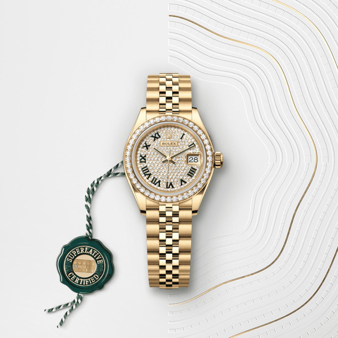 Rolex Lady-Datejust Oyster, 28 mm, sarı altın ve pırlanta M279138RBR-0030