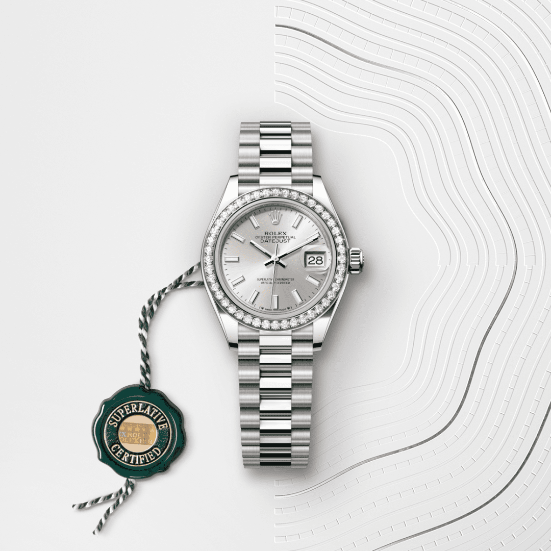 Rolex Lady-Datejust Oyster, 28 mm, beyaz altın ve pırlanta M279139RBR-0006