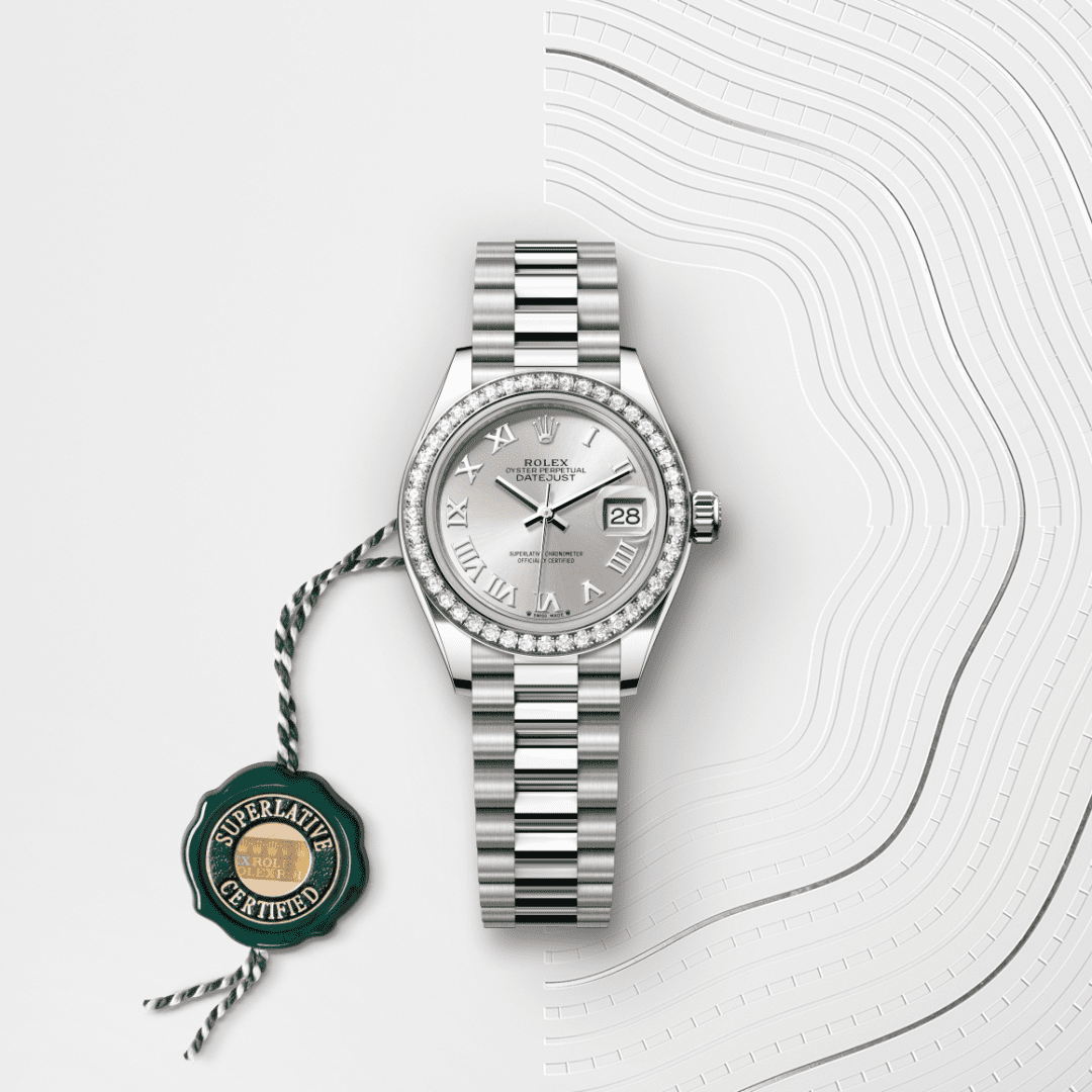 Rolex Lady-Datejust Oyster, 28 mm, beyaz altın ve pırlanta M279139RBR-0007