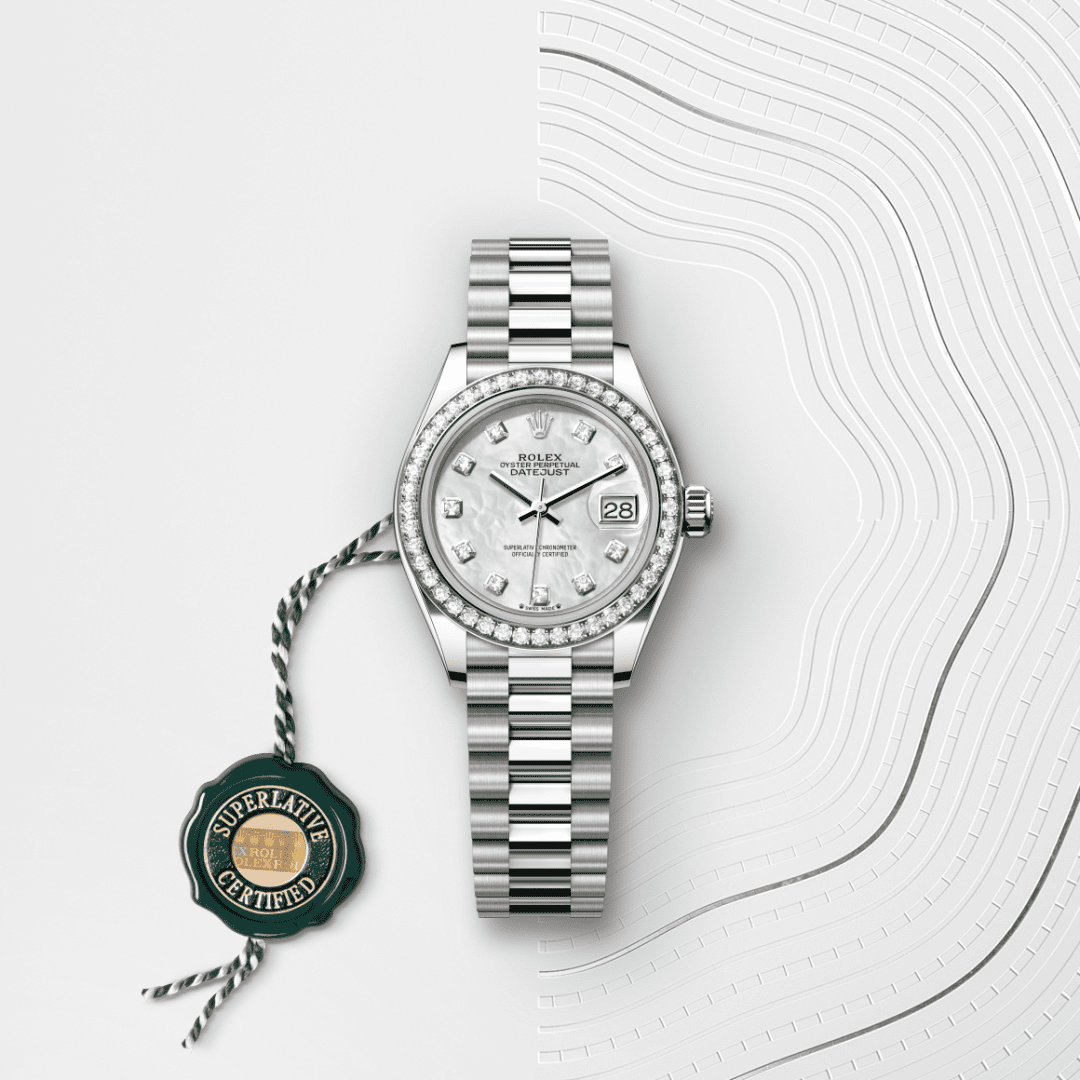 Rolex Lady-Datejust Oyster, 28 mm, beyaz altın ve pırlanta M279139RBR-0008
