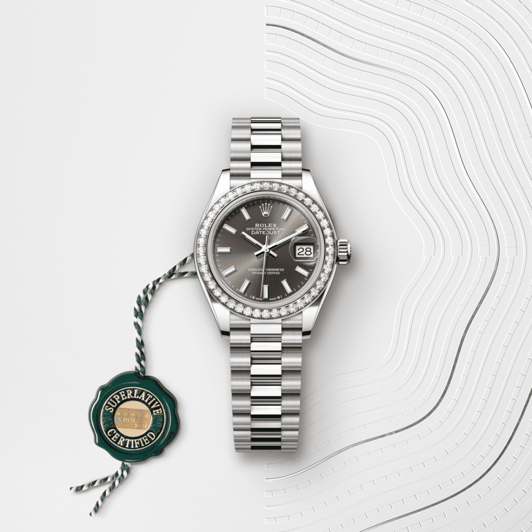 Rolex Lady-Datejust Oyster, 28 mm, beyaz altın ve pırlanta M279139RBR-0009