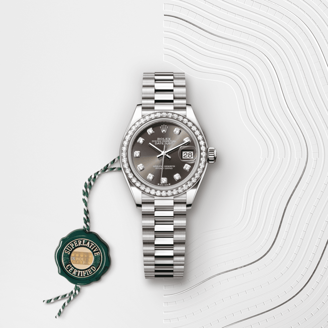 Rolex Lady-Datejust Oyster, 28 mm, beyaz altın ve pırlanta M279139RBR-0011