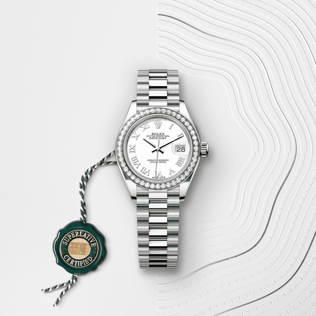 Rolex Lady-Datejust Oyster, 28 mm, beyaz altın ve pırlanta M279139RBR-0013