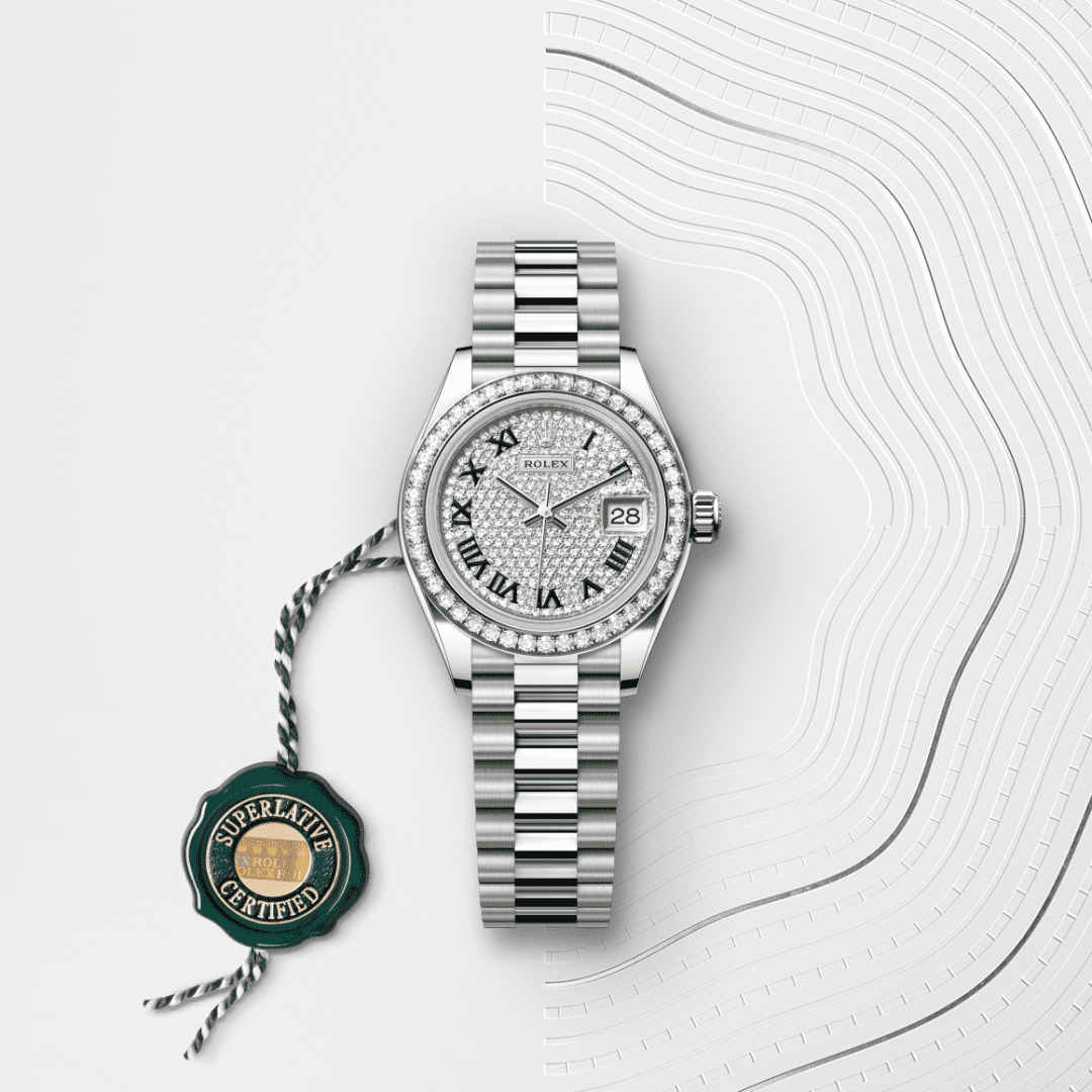 Rolex Lady-Datejust Oyster, 28 mm, beyaz altın ve pırlanta M279139RBR-0014