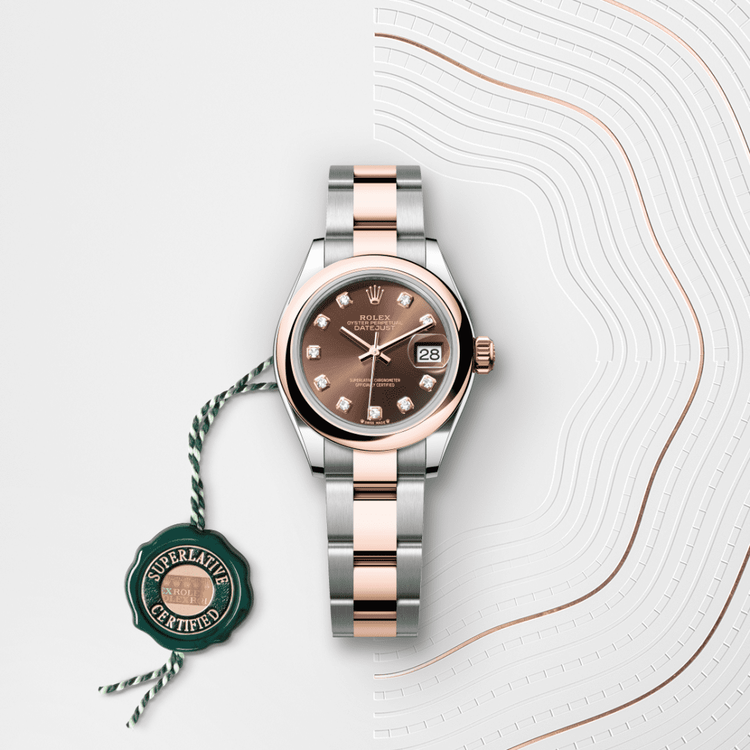 Rolex Lady-Datejust Oyster, 28 mm, Oystersteel çelik ve Everose altın M279161-0012