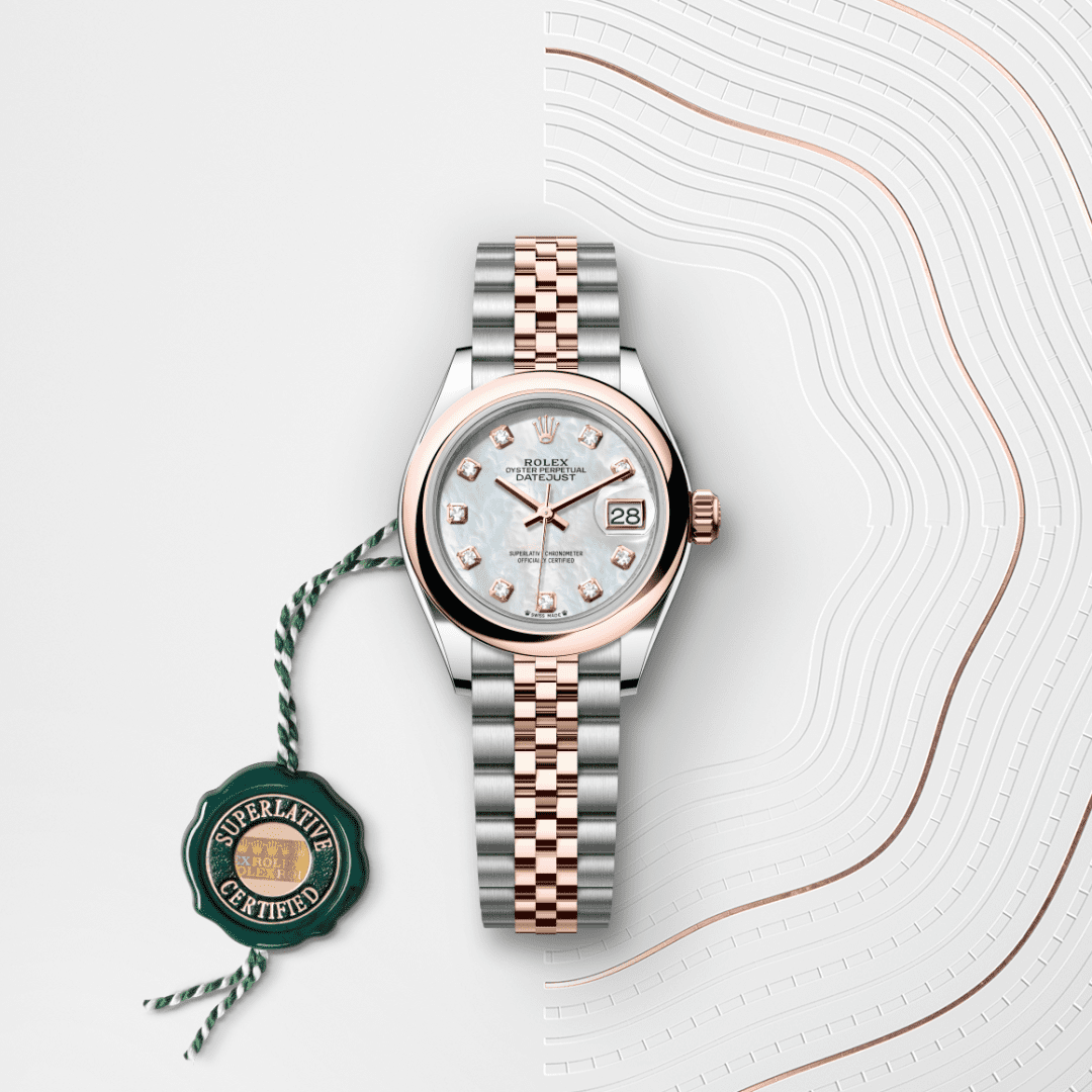 Rolex Lady-Datejust Oyster, 28 mm, Oystersteel çelik ve Everose altın M279161-0013