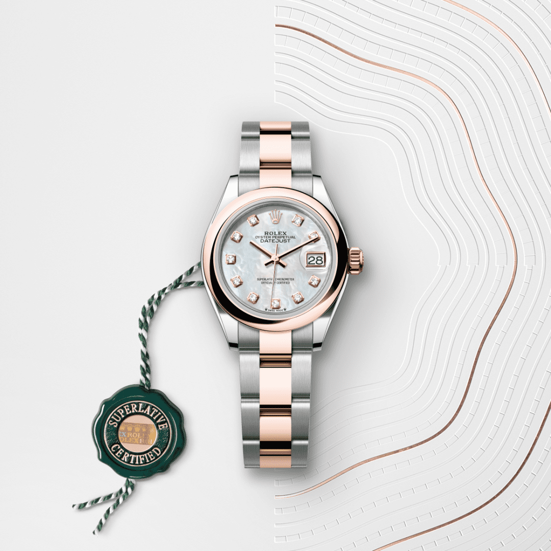 Rolex Lady-Datejust Oyster, 28 mm, Oystersteel çelik ve Everose altın M279161-0014