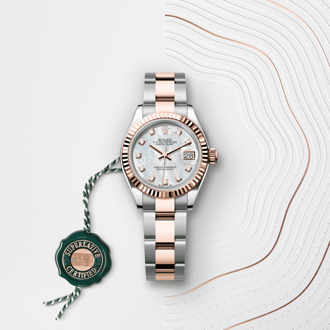 Rolex Lady-Datejust Oyster, 28 mm, Oystersteel çelik ve Everose altın M279171-0014